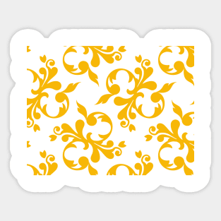 Mustard Yellow Abstract Victorian Flower Pattern Sticker